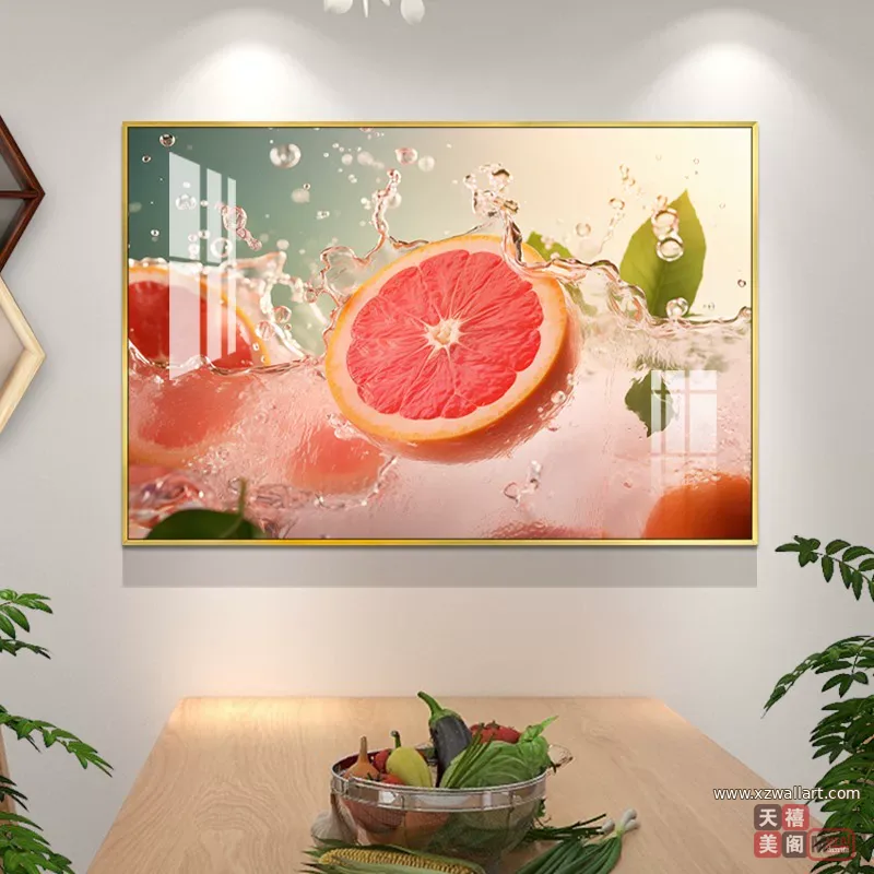 抽象 单幅 装饰画 轻奢风 餐厅背景墙挂画 晶瓷画