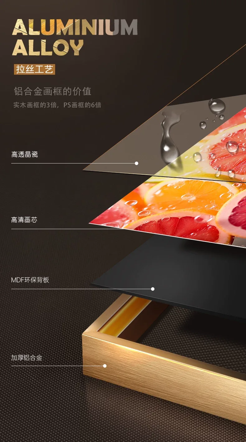 抽象 单幅 装饰画 轻奢风 餐厅背景墙挂画 晶瓷画