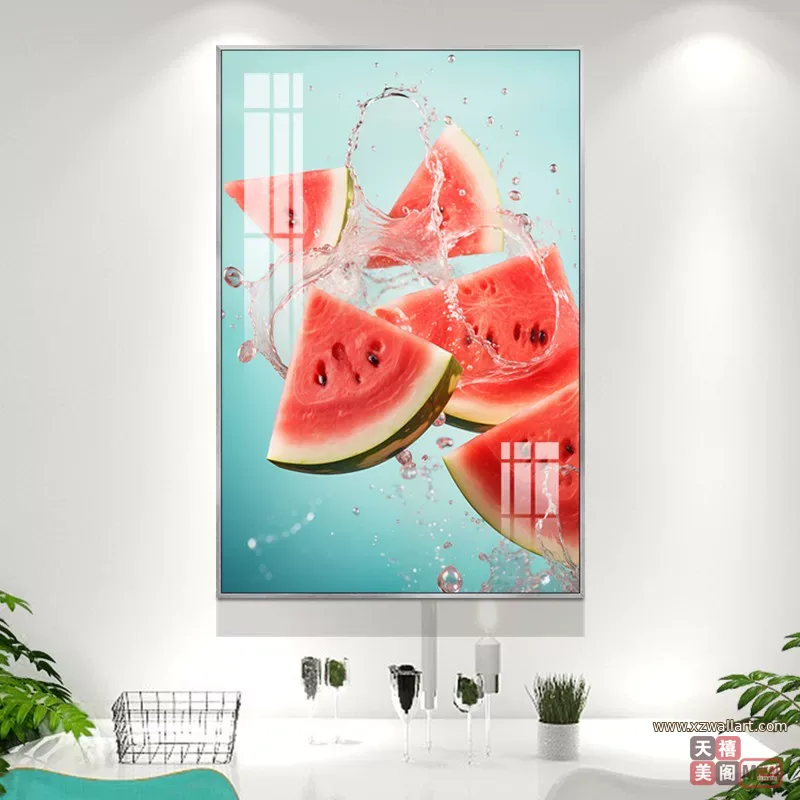 抽象 单幅 装饰画 轻奢风 餐厅背景墙挂画 晶瓷画