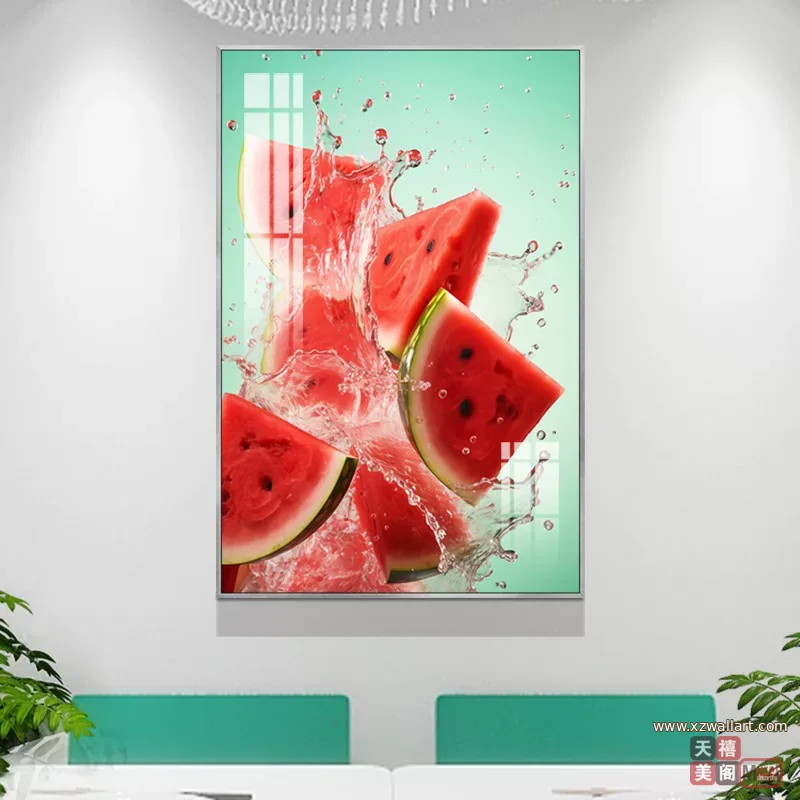 抽象 单幅 装饰画 轻奢风 餐厅背景墙挂画 晶瓷画