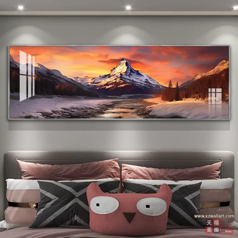 抽象 单幅 装饰画 轻奢风 卧室背景墙挂画 晶瓷画