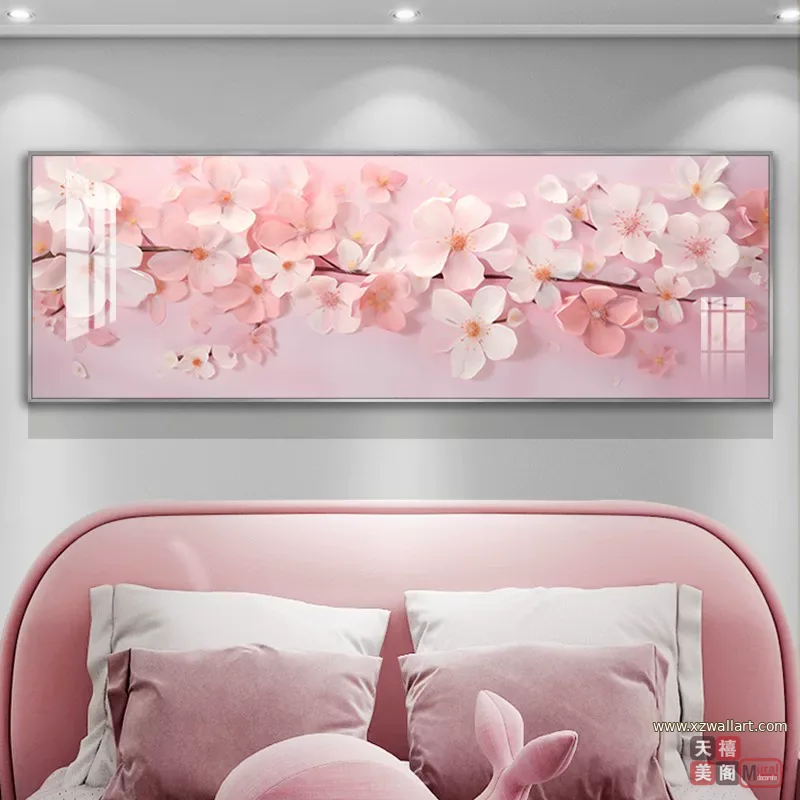 抽象 单幅 装饰画 奶油风 卧室背景墙挂画 晶瓷画