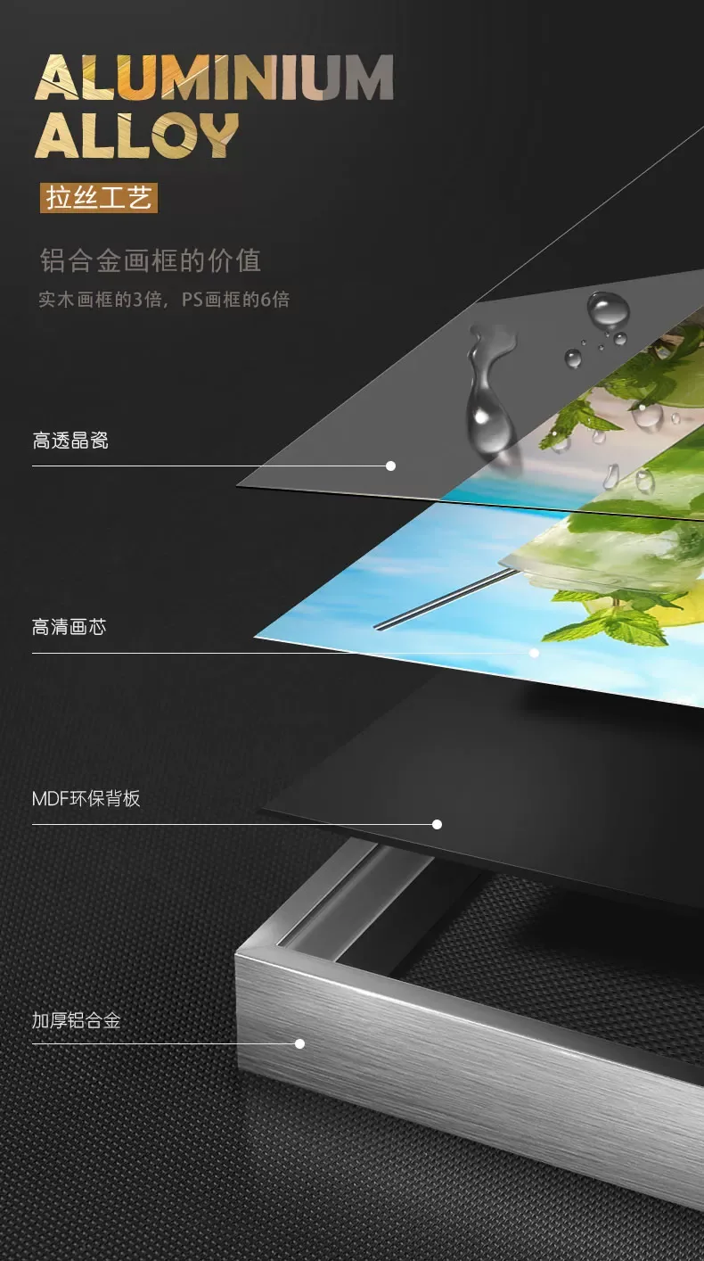 抽象 单幅 装饰画 轻奢风 餐厅背景墙挂画 晶瓷画