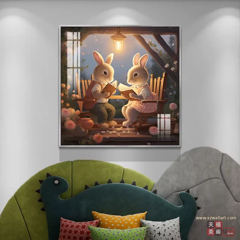 抽象 单幅 装饰画 现代简约 儿童房背景墙挂画 晶瓷画