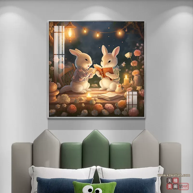 抽象 单幅 装饰画 现代简约 儿童房背景墙挂画 晶瓷画