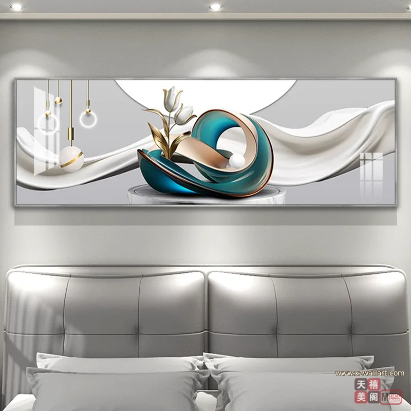 抽象 单幅 装饰画 轻奢风 卧室背景墙挂画 晶瓷画