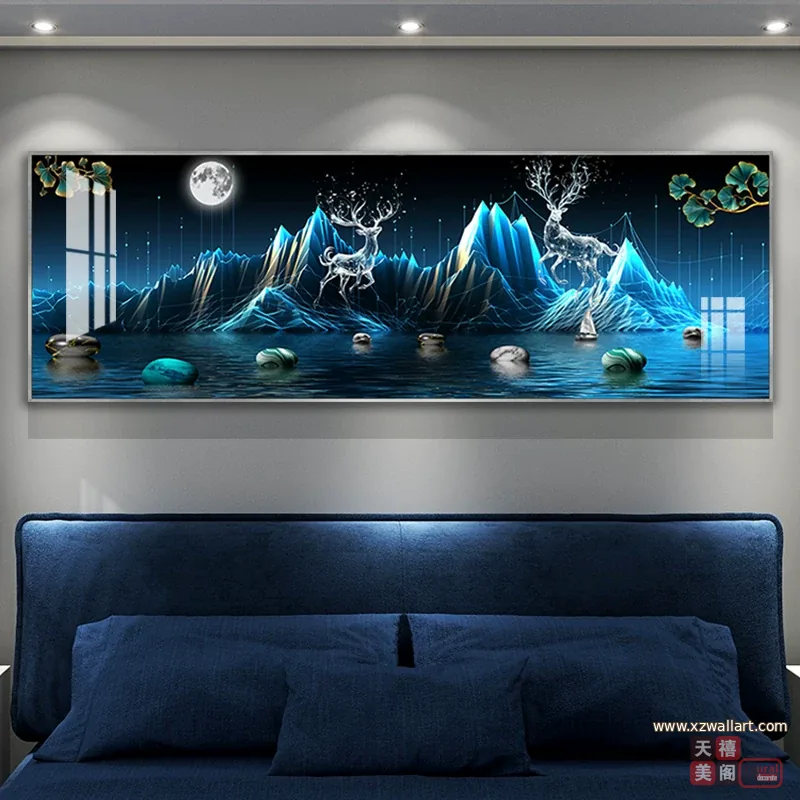 抽象 单幅 装饰画 轻奢风 卧室背景墙挂画 晶瓷画