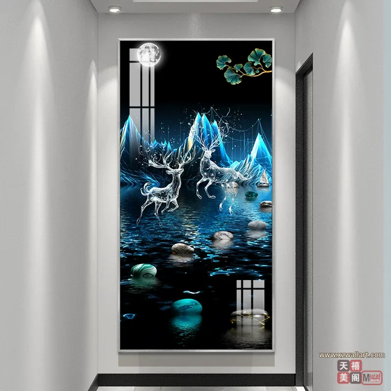抽象 单幅 装饰画 轻奢风 玄关背景墙挂画 晶瓷画