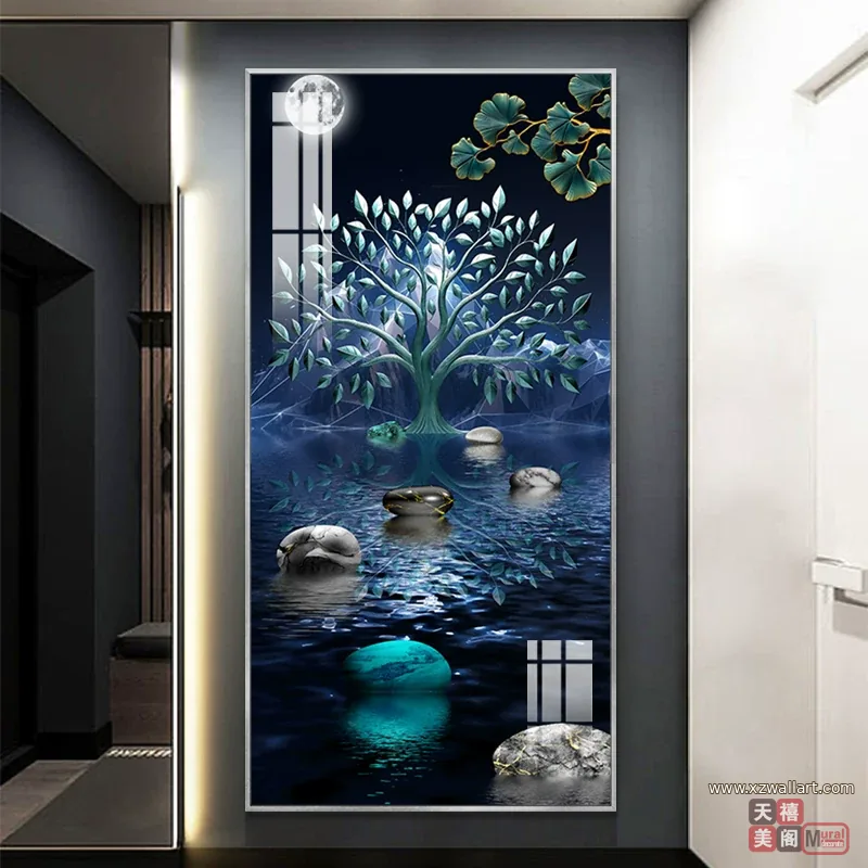 抽象 单幅 装饰画 轻奢风 玄关背景墙挂画 晶瓷画