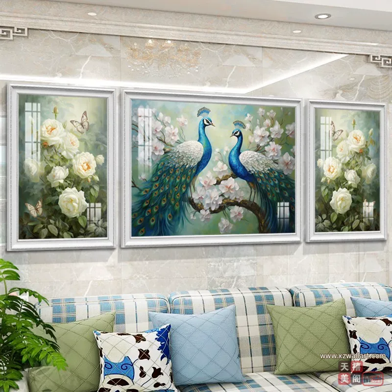 抽象 三联 装饰画 欧式 客厅背景墙挂画 晶瓷画