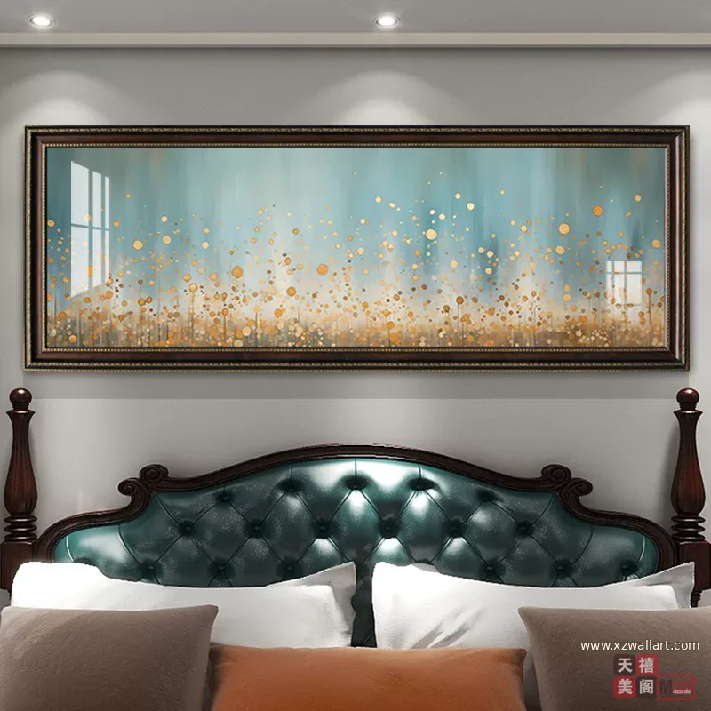 抽象 单幅 装饰画 美式 卧室背景墙挂画 晶瓷画