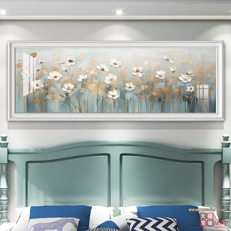 抽象 单幅 装饰画 美式 卧室背景墙挂画 晶瓷画