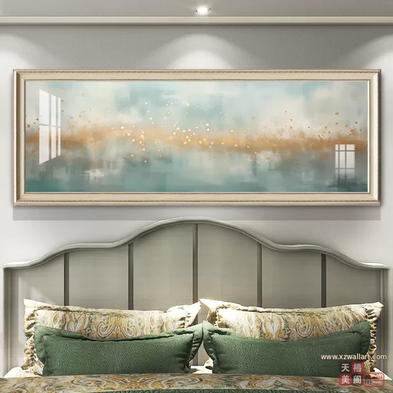 抽象 单幅 装饰画 美式 卧室背景墙挂画 晶瓷画