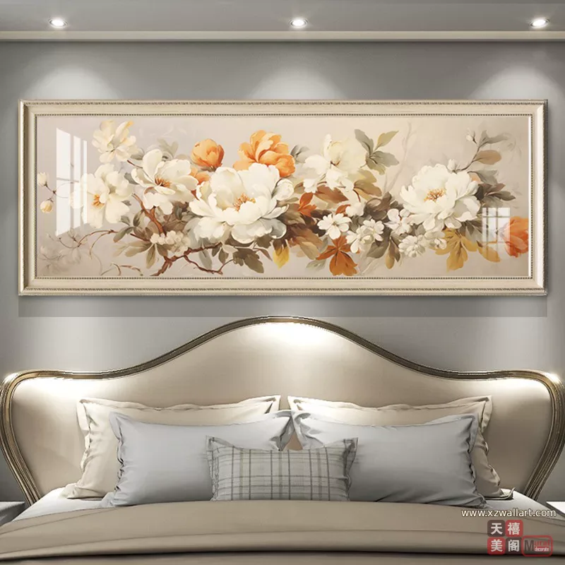 抽象 单幅 装饰画 美式 卧室背景墙挂画 晶瓷画