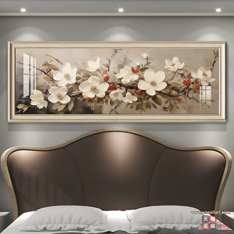 抽象 单幅 装饰画 美式 卧室背景墙挂画 晶瓷画