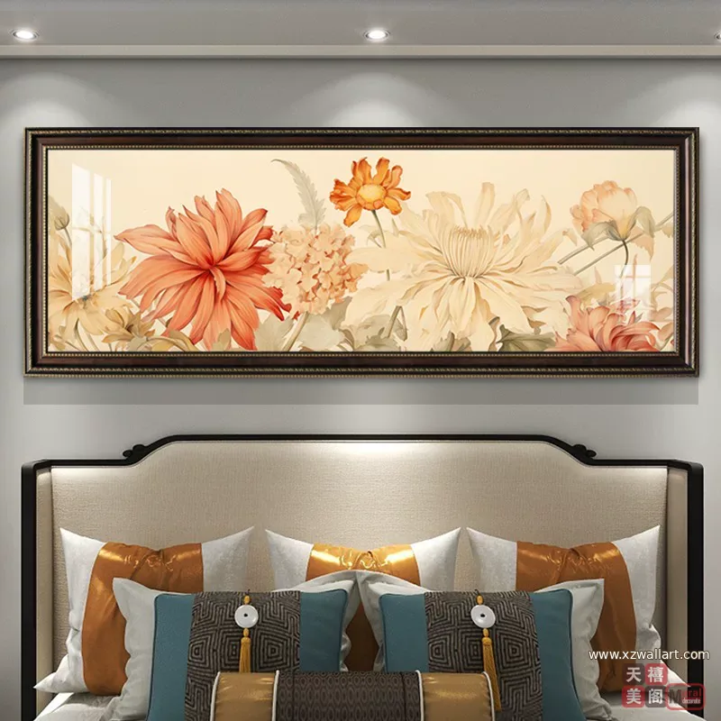 抽象 单幅 装饰画 美式 卧室背景墙挂画 晶瓷画