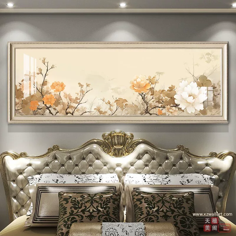 抽象 单幅 装饰画 美式 卧室背景墙挂画 晶瓷画