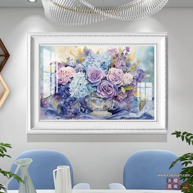 抽象 单幅 装饰画 美式 餐厅背景墙挂画 晶瓷画