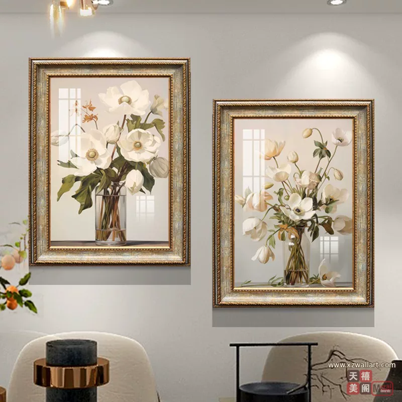 花 单幅 装饰画 美式 餐厅背景墙挂画 晶瓷画