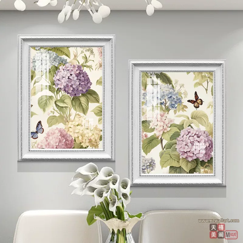花 单幅 装饰画 奶油风 餐厅背景墙挂画 晶瓷画