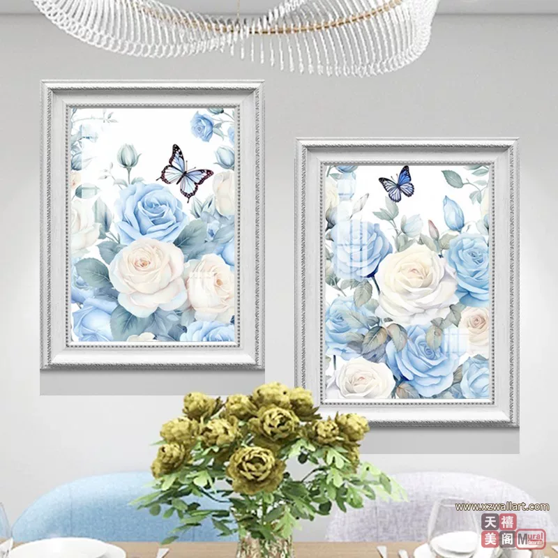 花 单幅 装饰画 奶油风 餐厅背景墙挂画 晶瓷画
