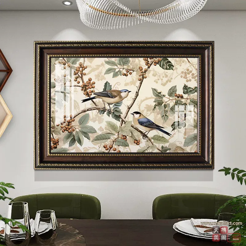 花 单幅 装饰画 美式 餐厅背景墙挂画 晶瓷画