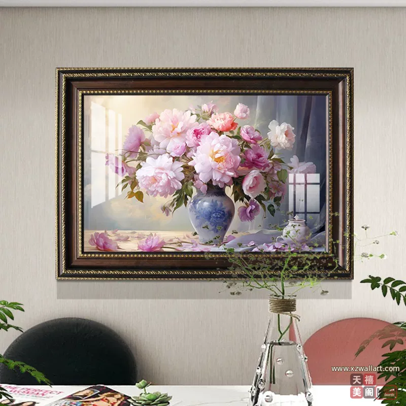 抽象 单幅 装饰画 美式 餐厅背景墙挂画 晶瓷画