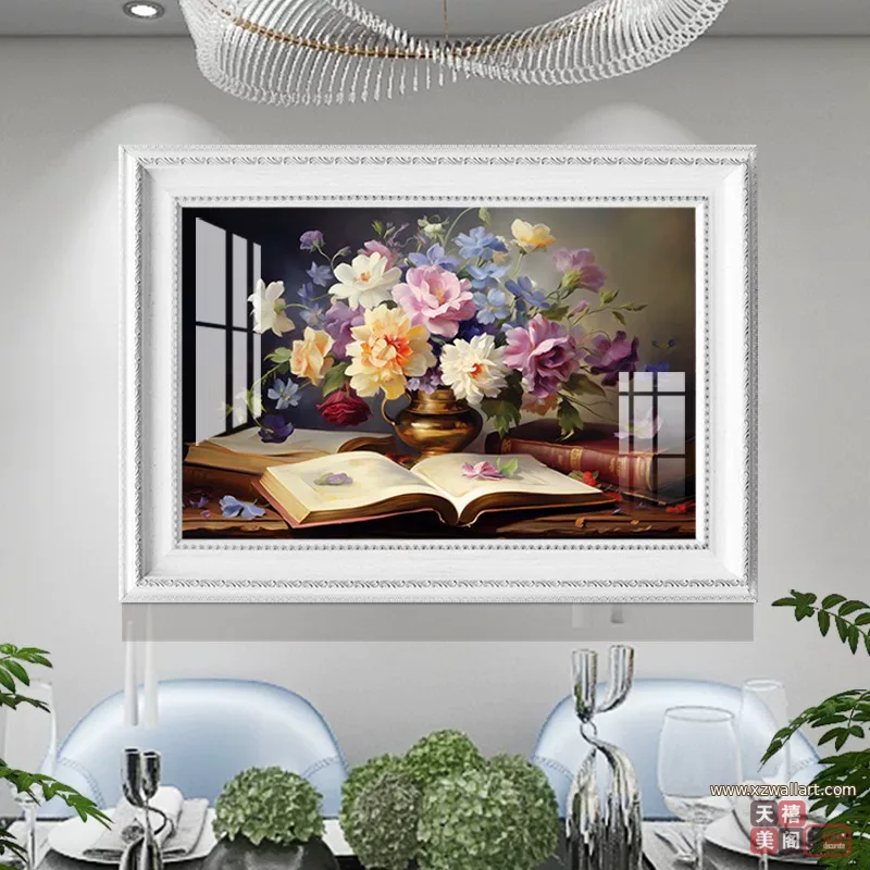 抽象 单幅 装饰画 美式 餐厅背景墙挂画 晶瓷画