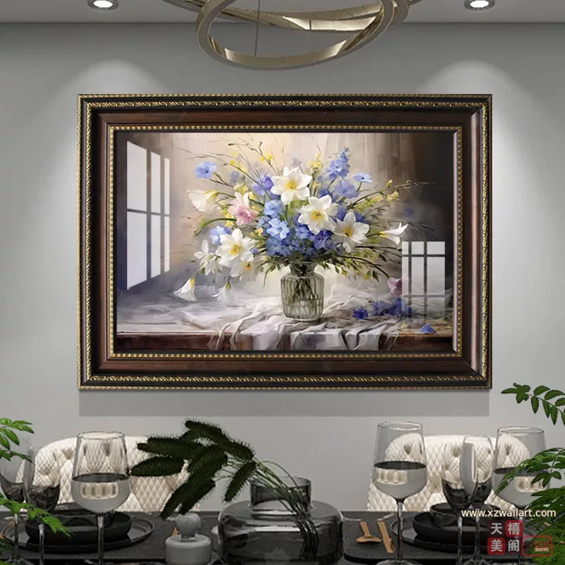 抽象 单幅 装饰画 美式 餐厅背景墙挂画 晶瓷画