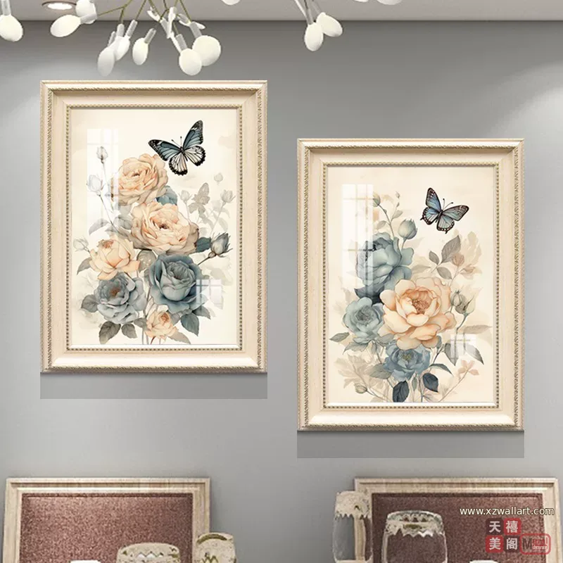 花 单幅 装饰画 美式 餐厅背景墙挂画 晶瓷画