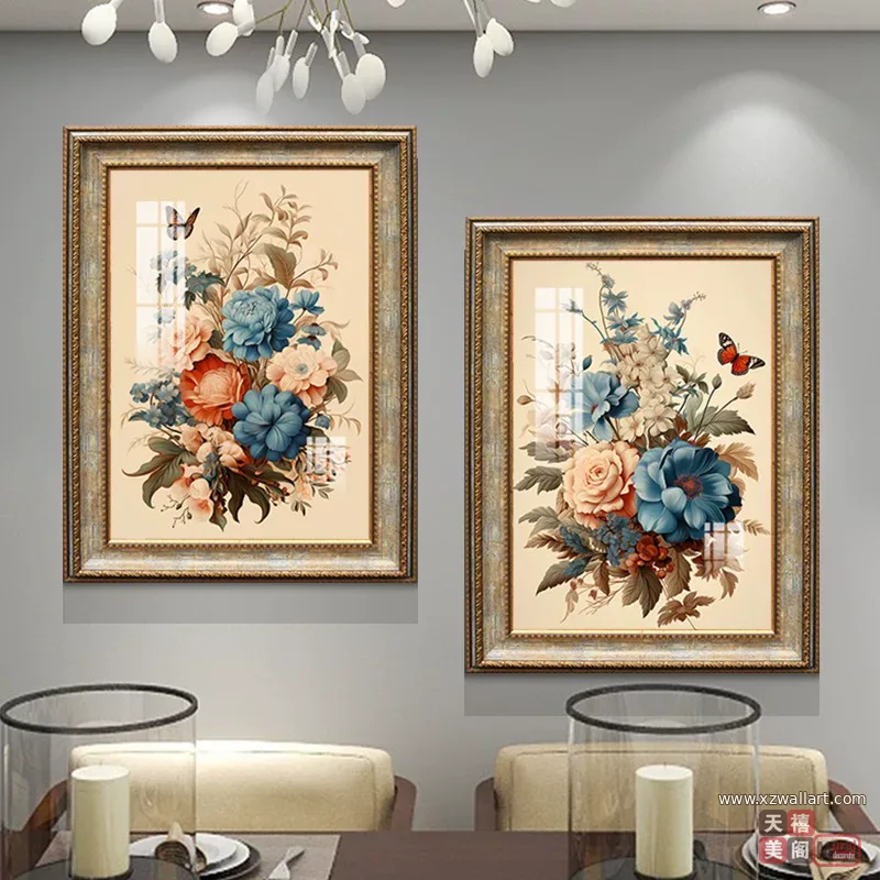 花 单幅 装饰画 美式 餐厅背景墙挂画 晶瓷画