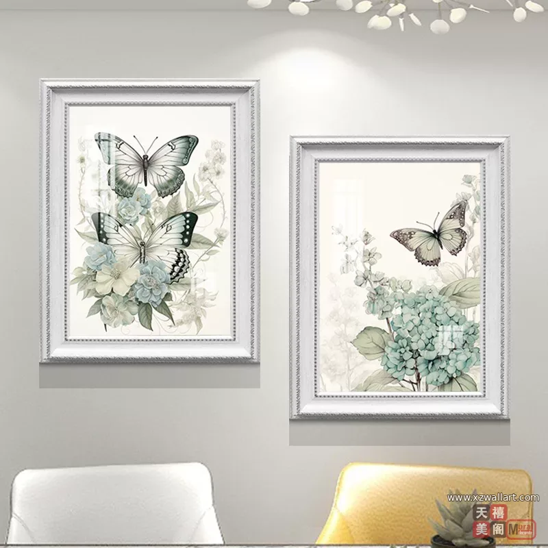 花 单幅 装饰画 美式 餐厅背景墙挂画 晶瓷画