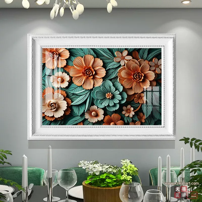 花 单幅 装饰画 美式 餐厅背景墙挂画 晶瓷画