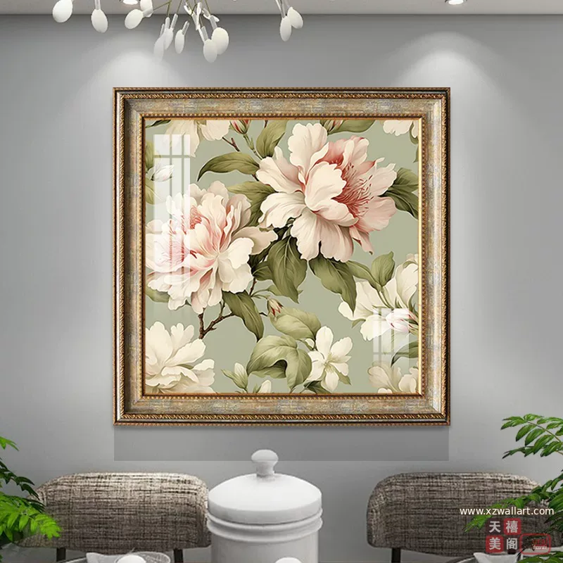 花 单幅 装饰画 美式 餐厅背景墙挂画 晶瓷画