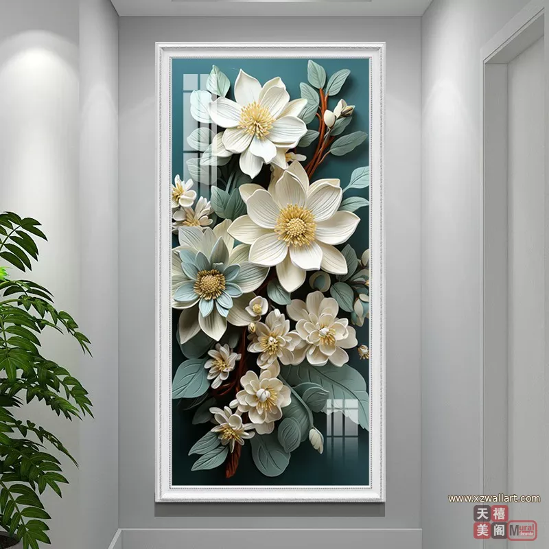 花 单幅 装饰画 轻奢风 玄关背景墙挂画 晶瓷画
