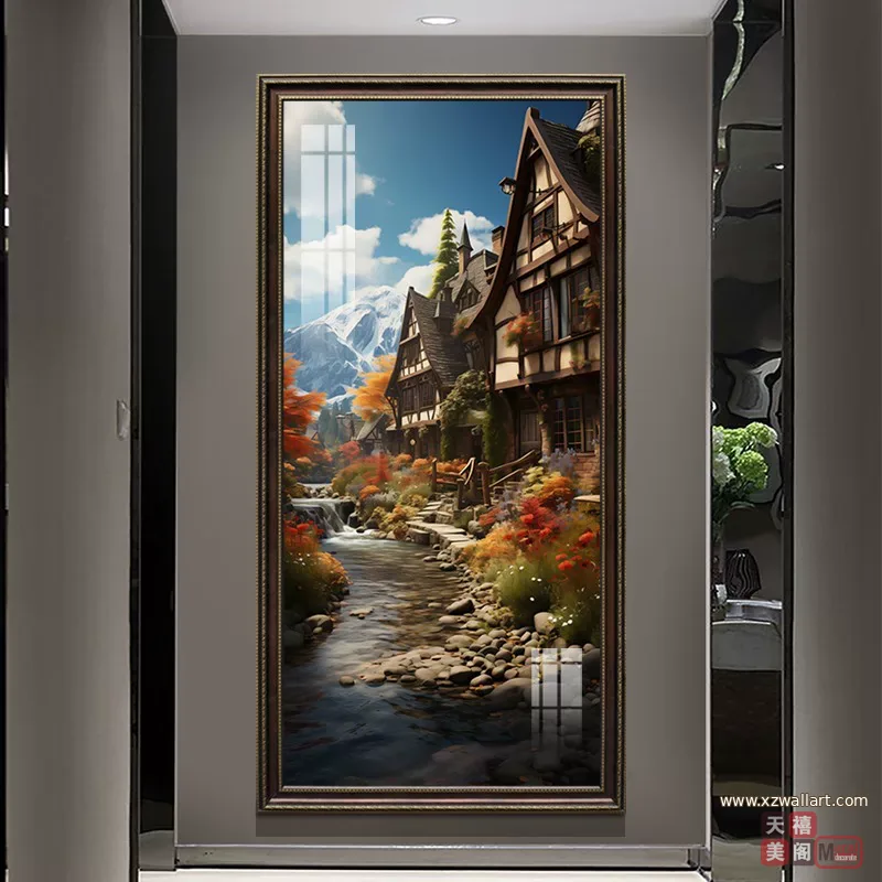 山水 单幅 装饰画 欧式 客厅背景墙挂画 晶瓷画
