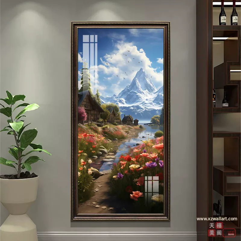山水 单幅 装饰画 欧式 客厅背景墙挂画 晶瓷画