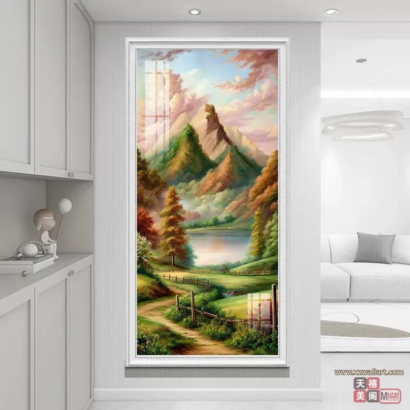 抽象 单幅 装饰画 美式 玄关背景墙挂画 晶瓷画