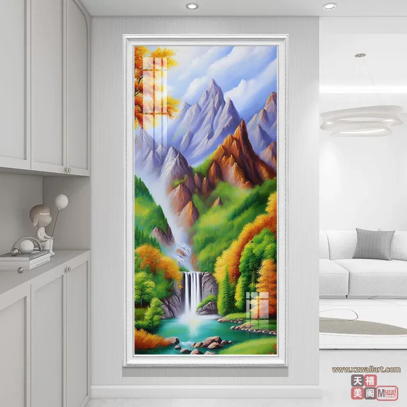 抽象 单幅 装饰画 美式 玄关背景墙挂画 晶瓷画