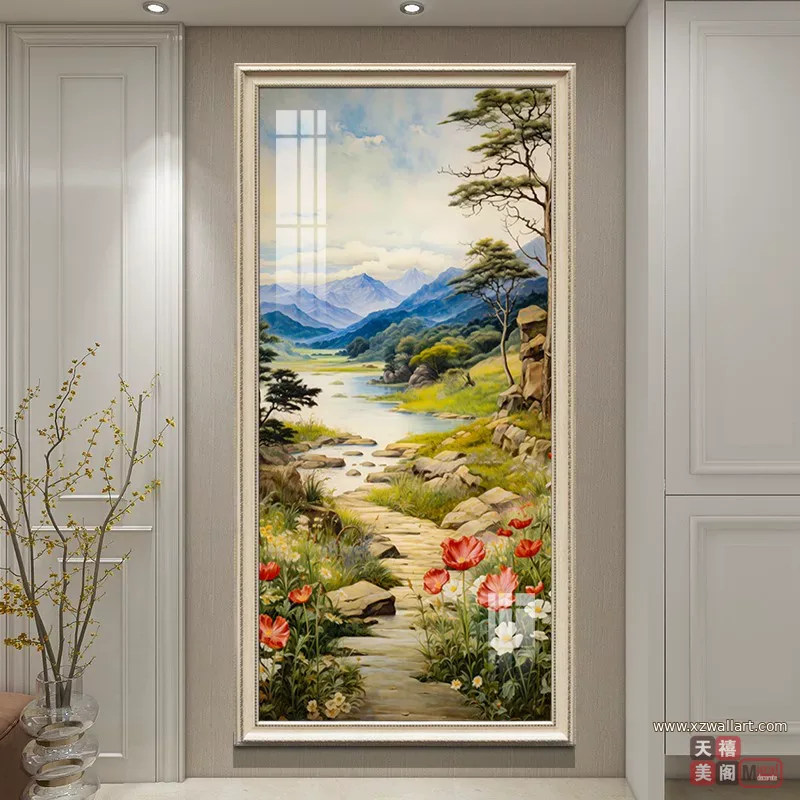 抽象 单幅 装饰画 美式 玄关背景墙挂画 晶瓷画