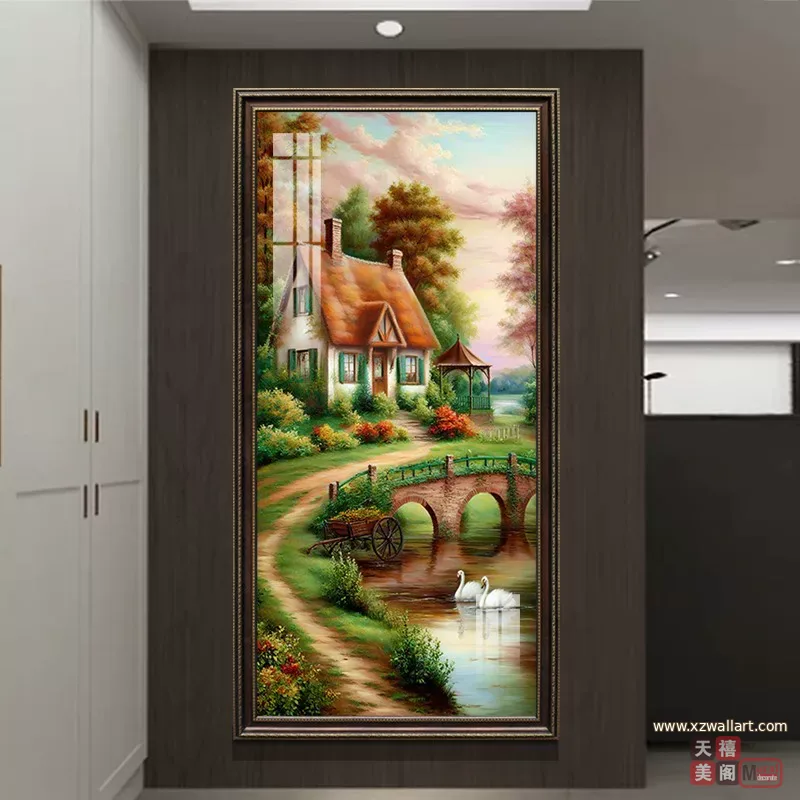 抽象 单幅 装饰画 美式 玄关背景墙挂画 晶瓷画