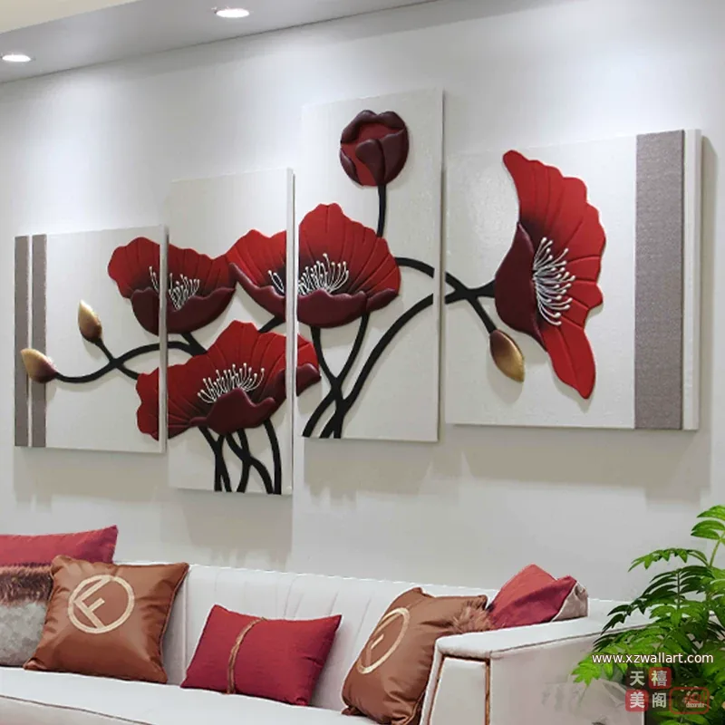 抽象 单幅 装饰画 轻奢风 客厅背景墙挂画 晶瓷画