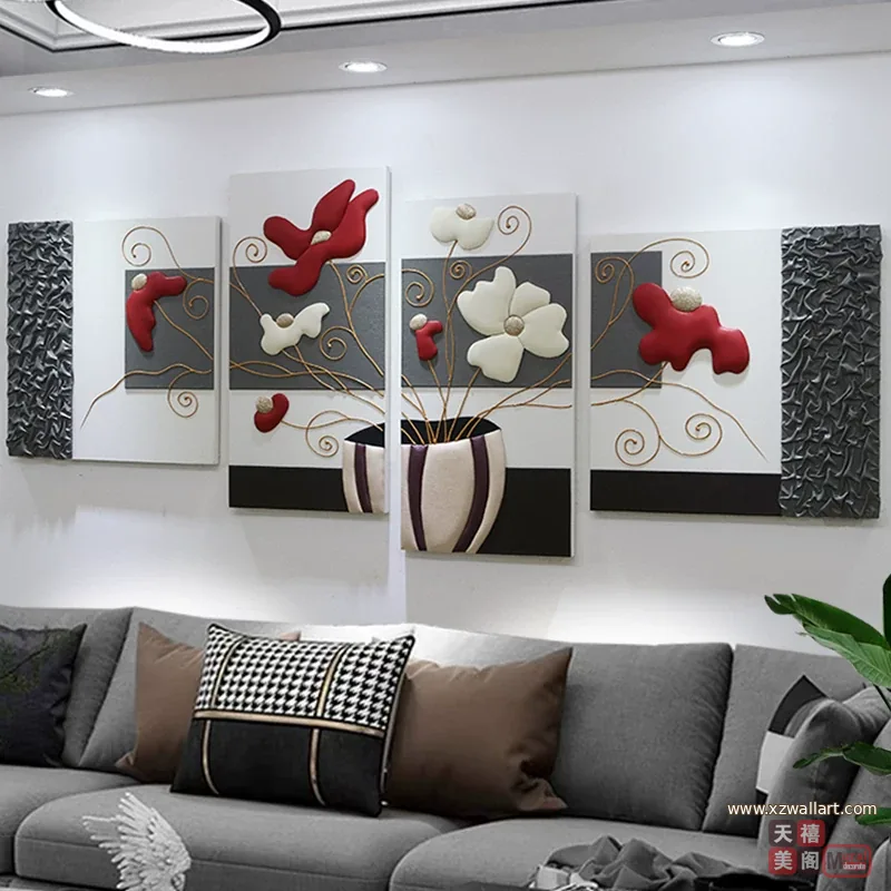 抽象 单幅 装饰画 轻奢风 客厅背景墙挂画 晶瓷画