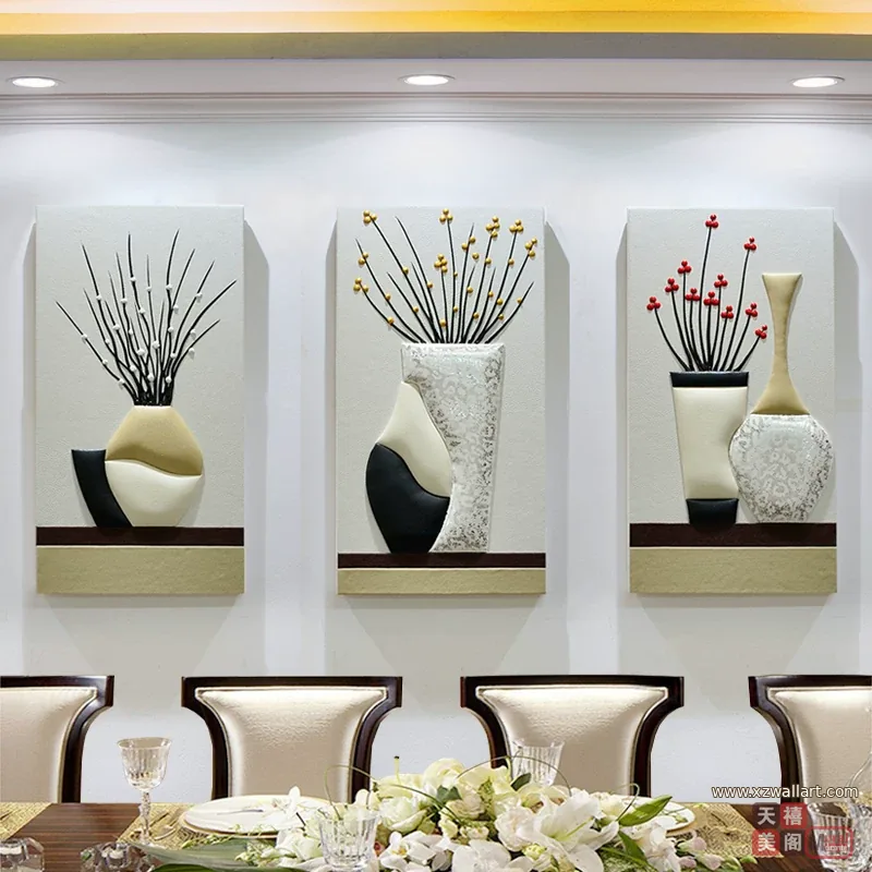 抽象 三联 装饰画 轻奢风 客厅背景墙挂画 晶瓷画