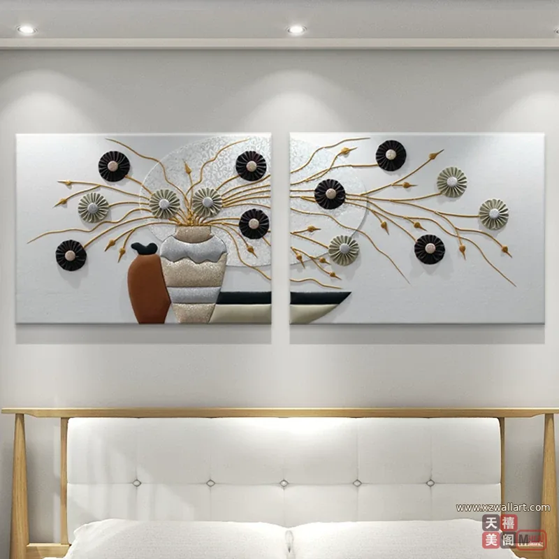 抽象 单幅 装饰画 轻奢风 卧室背景墙挂画 晶瓷画