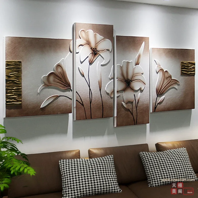花 单幅 装饰画 轻奢风 客厅背景墙挂画 晶瓷画