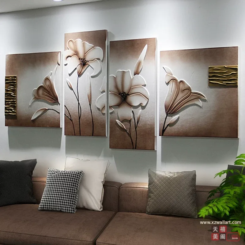 花 单幅 装饰画 轻奢风 客厅背景墙挂画 晶瓷画