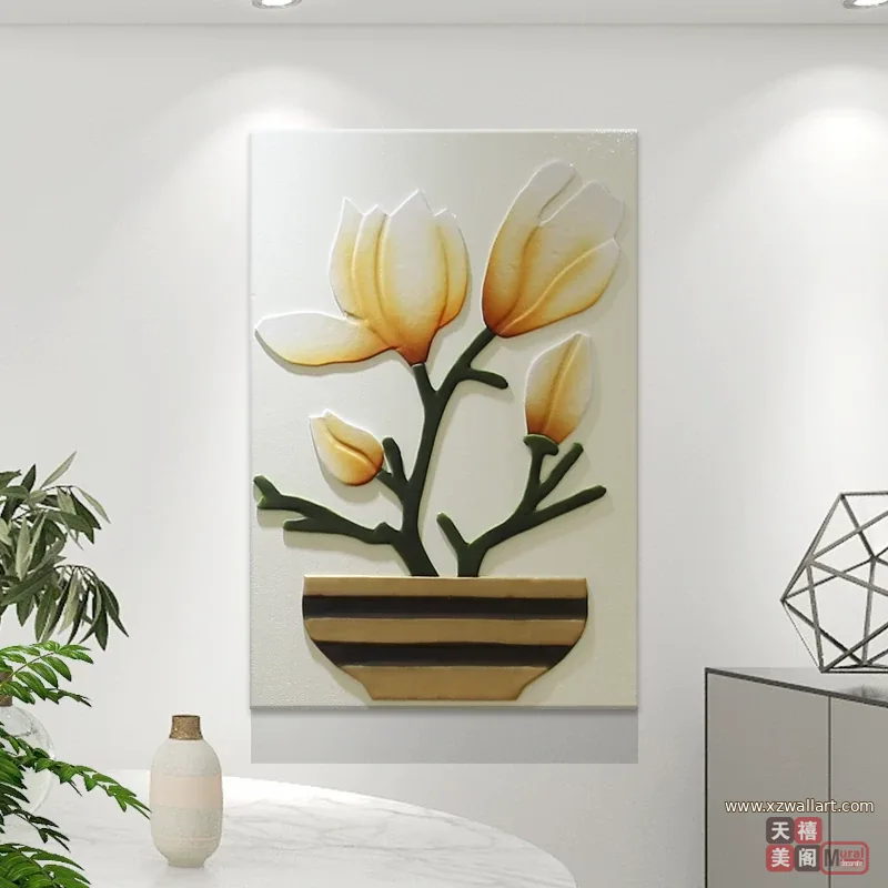 花 单幅 装饰画 奶油风 餐厅背景墙挂画 晶瓷画