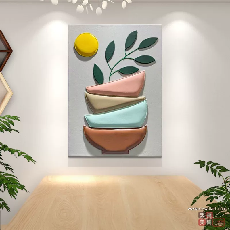 抽象 单幅 装饰画 轻奢风 餐厅背景墙挂画 晶瓷画