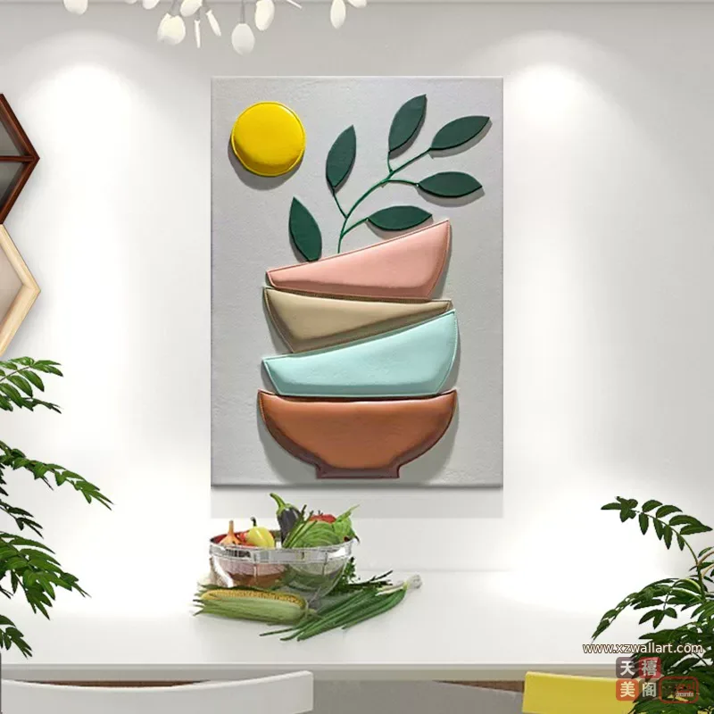 抽象 单幅 装饰画 轻奢风 餐厅背景墙挂画 晶瓷画